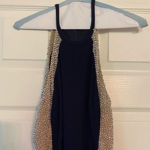 Women’s Xscape Formal Halter Sparkled Navy Maxi Gown - Size 10